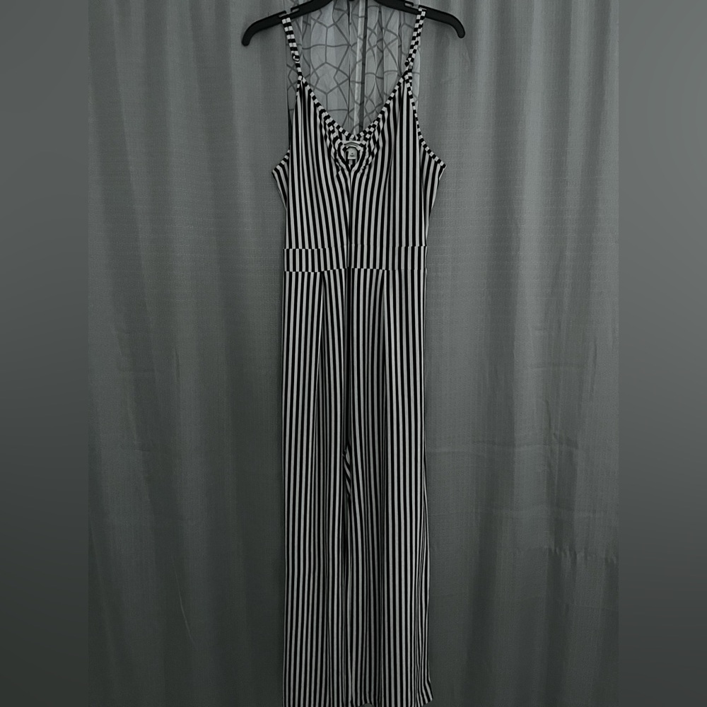 Black and White Striped Jumpsuit